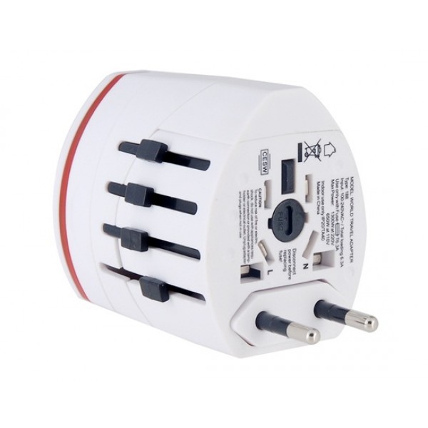 Travel Adapter with Dual USB Interface (White)