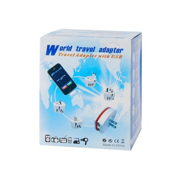 Travel Adapter with Dual USB Interface (White)