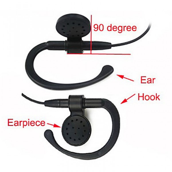 2 Pin Big Square Ptt Earpiece For Tyt Uv5R 888S Th Radio Black