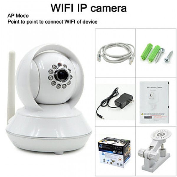 8GB TF Card and HD720P H.264 P2P WIFI Camera IP 1.0M Pixels PTZ IR Night Vision Wired or Wirless Camera WIFI