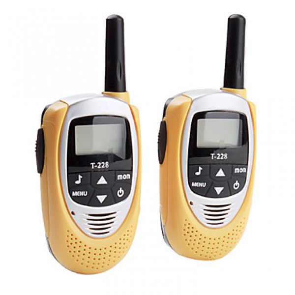 Mini 22-Channel Walkie Talkie (5km Range, 2-Pack, Yellow)